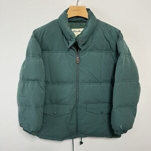 Vintage Eddie Bauer Goose Down Puffer Jacket L Men's Green Outdoor Hiking Ski